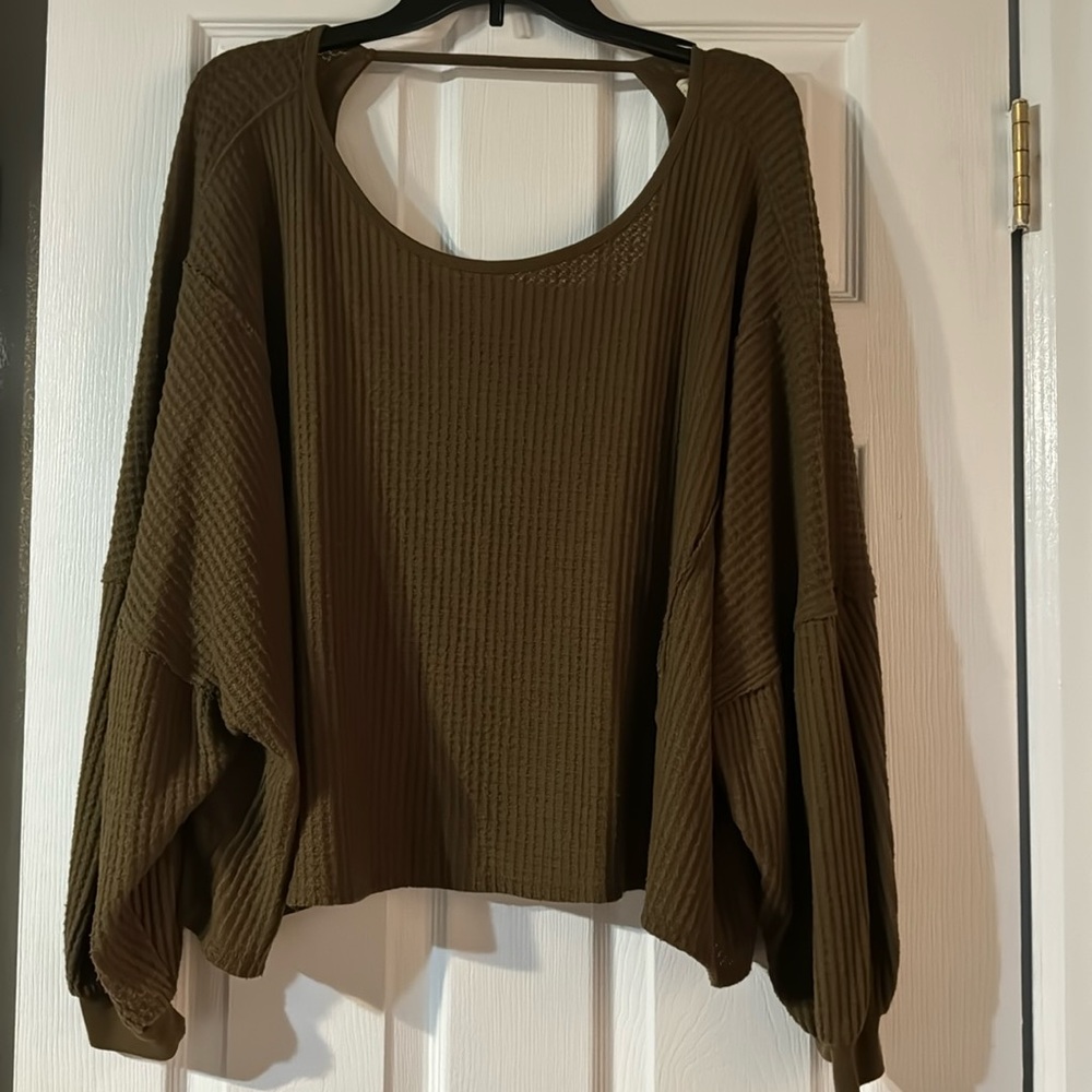 Olive Green Waffle Longsleeve